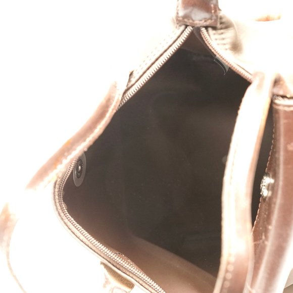 Auth Long Champ Hand Bag Brown Nylon #7064L44 - Picture 7 of 12